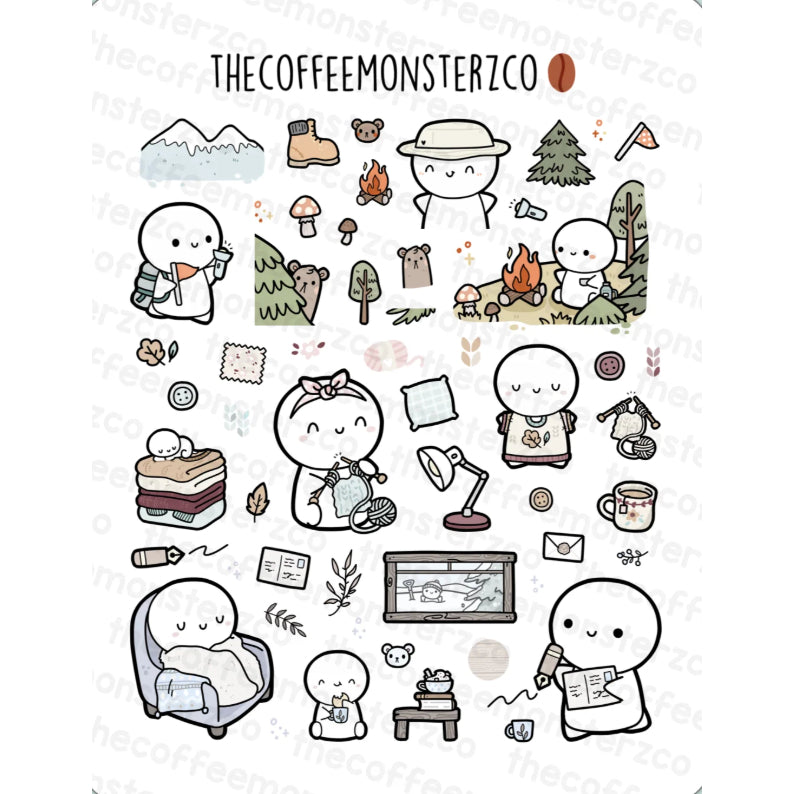 The Coffee Monsterz Co. Large Doodle Sticker