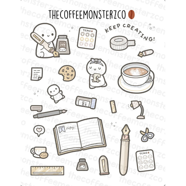 The Coffee Monsterz Co. Large Doodle Sticker