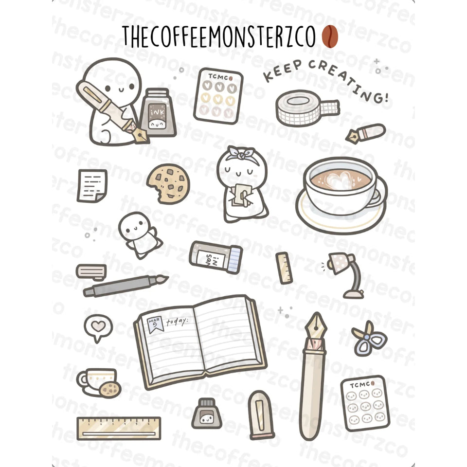 The Coffee Monsterz Co. Large Doodle Sticker