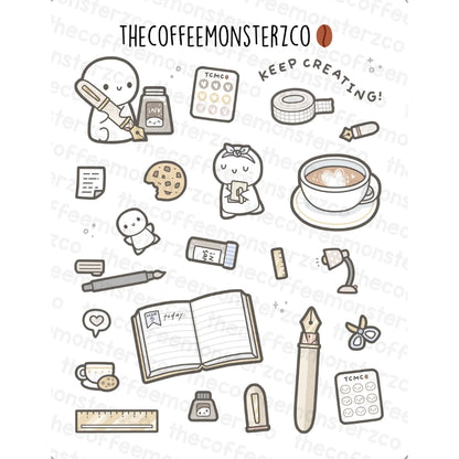 The Coffee Monsterz Co. Large Doodle Sticker