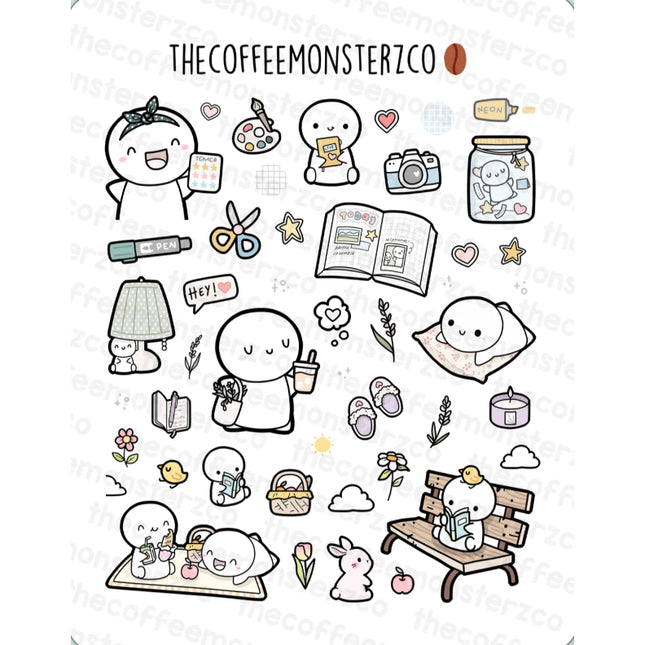 The Coffee Monsterz Co. Large Doodle Sticker