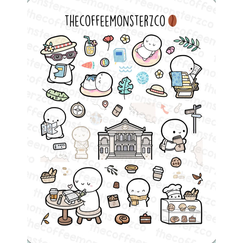 The Coffee Monsterz Co. Large Doodle Sticker