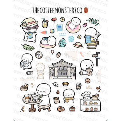 The Coffee Monsterz Co. Large Doodle Sticker