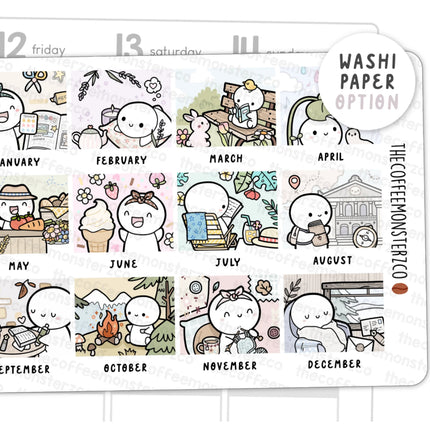 The Coffee Monsterz Co 2025 Hobonichi Monthly Artwork Sticker Sheet
