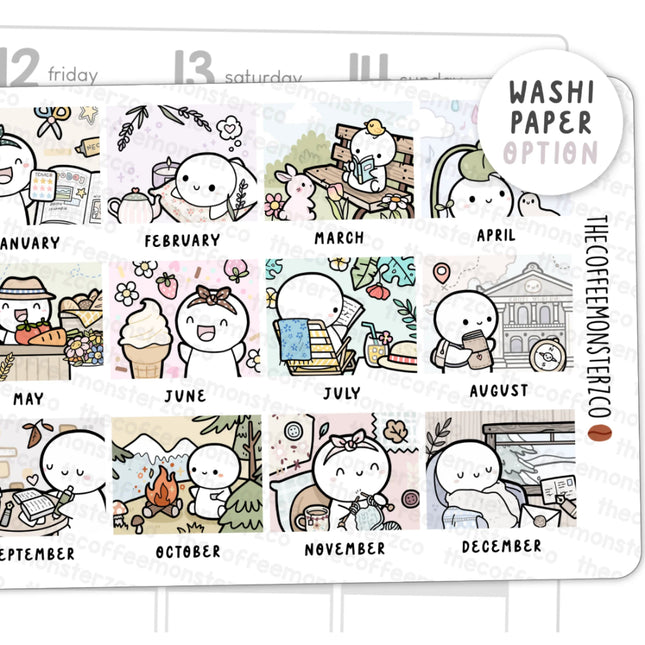 The Coffee Monsterz Co 2025 Hobonichi Monthly Artwork Sticker Sheet