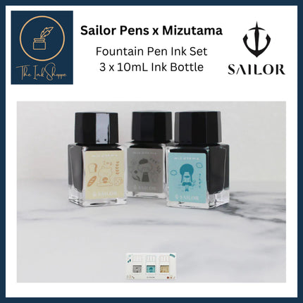 Sailor x Mizutama Fountain Pen Ink 3-Color Set Limited Edition (3 x 10mL Bottles)