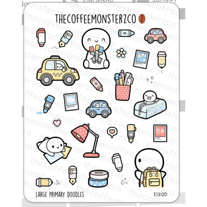 The Coffee Monsterz Co. Large Doodle Sticker
