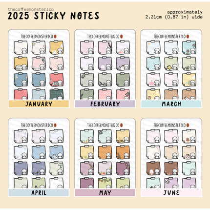 The Coffee Monsterz Co. 2025 Sticky Notes Set Part 1 Stickers