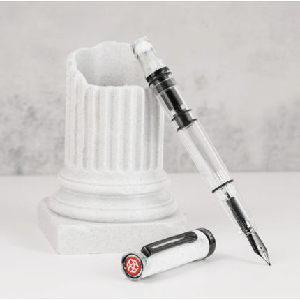TWSBI ECO Carrara White and Onyx Fountain Pen Fine Nib (F)