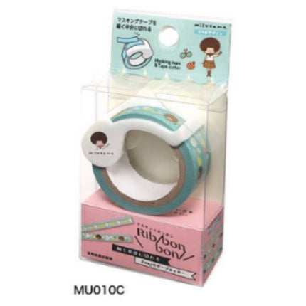 Kutsuwa Masteno Ribbon Bon x Mizutama Washi tape Cutter with Washi Tape