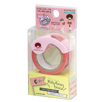 Kutsuwa Masteno Ribbon Bon x Mizutama Washi tape Cutter with Washi Tape