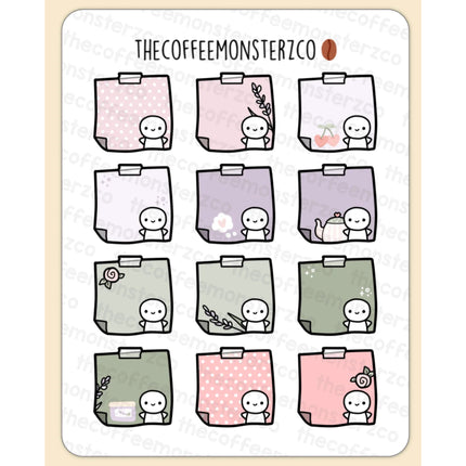 The Coffee Monsterz Co. 2025 Sticky Notes Set Part 1 Stickers