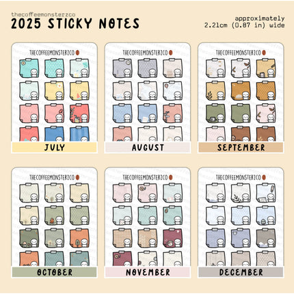 The Coffee Monsterz Co. 2025 Sticky Notes Set Part 1 Stickers