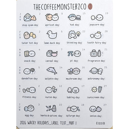 The Coffee Monsterz Co. 2026 Sticker Sheets
