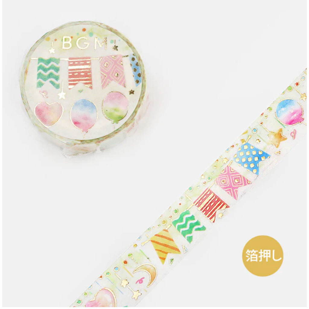 BGM Washi Tape 15mm x 5m FULL ROLL with gold foil