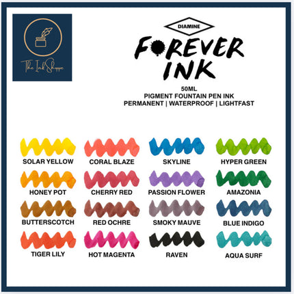 Diamine Forever Ink Permanent Pigment Fountain Pen Ink Full Bottle (50mL)