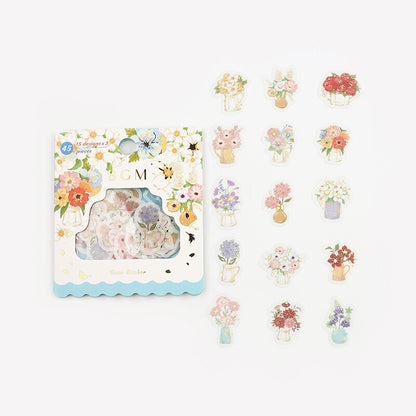 BGM Washi Flake Stickers - Sunflower, Flower Vase, Sweets