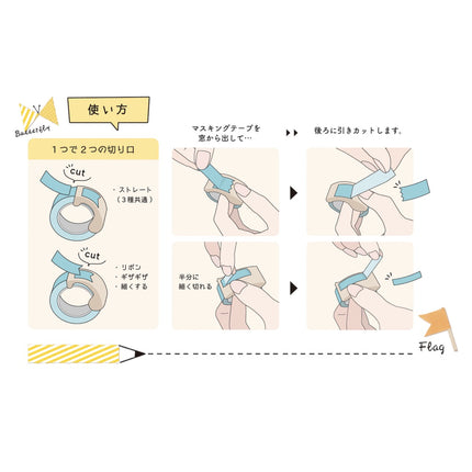 Kutsuwa Masteno Ribbon Bon Washi Tape Cutter Set of 3