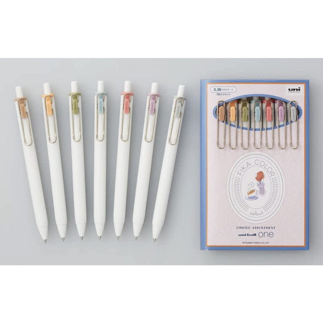 Uni-Ball One Ballpoint Gel Pen Set FIKA Color, Limited Edition  0.38, 7 Assorted Colors